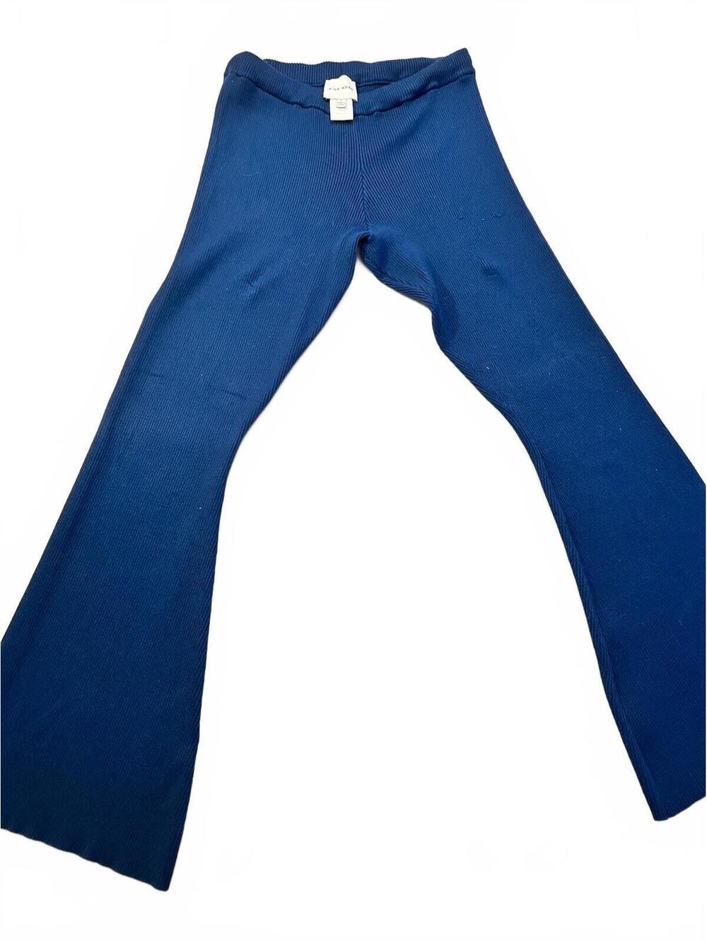 Pink Rose Women's Navy Blue Ribbed Flared Pants Size L